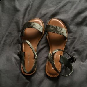 Green suede sandals